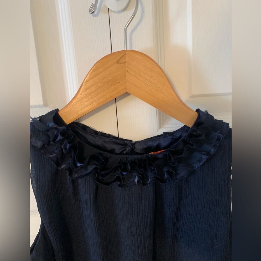 Joe Fresh Navy Ruffle Neck Dress - Picture 2 of 4